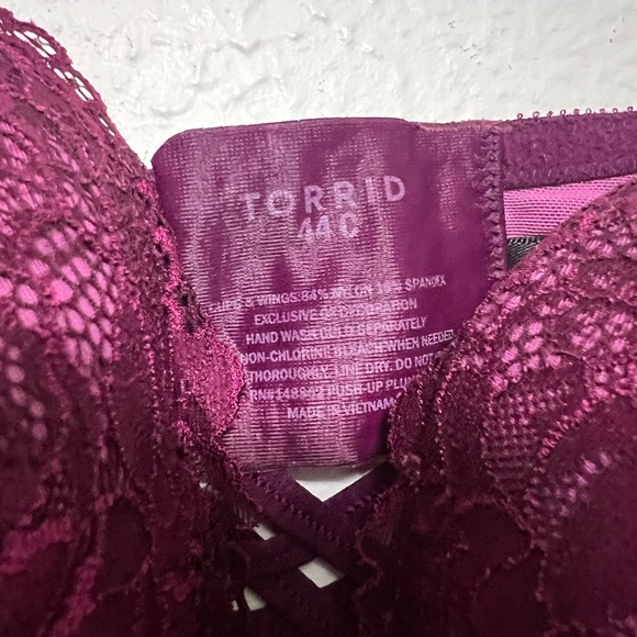 Torrid Lacey Purple Push-Up Plunge Bra Size 44C EUC - Picture 4 of 5